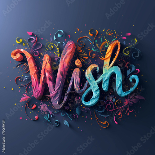 Colorful Wish Typography in Floral Desig