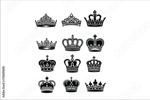 Imperial Jewels: Vector Graphics of Royal Crowns clipart Bundle
