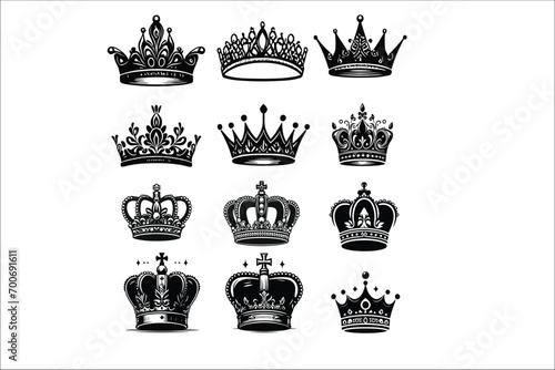 Imperial Jewels: Vector Graphics of Royal Crowns clipart Bundle
