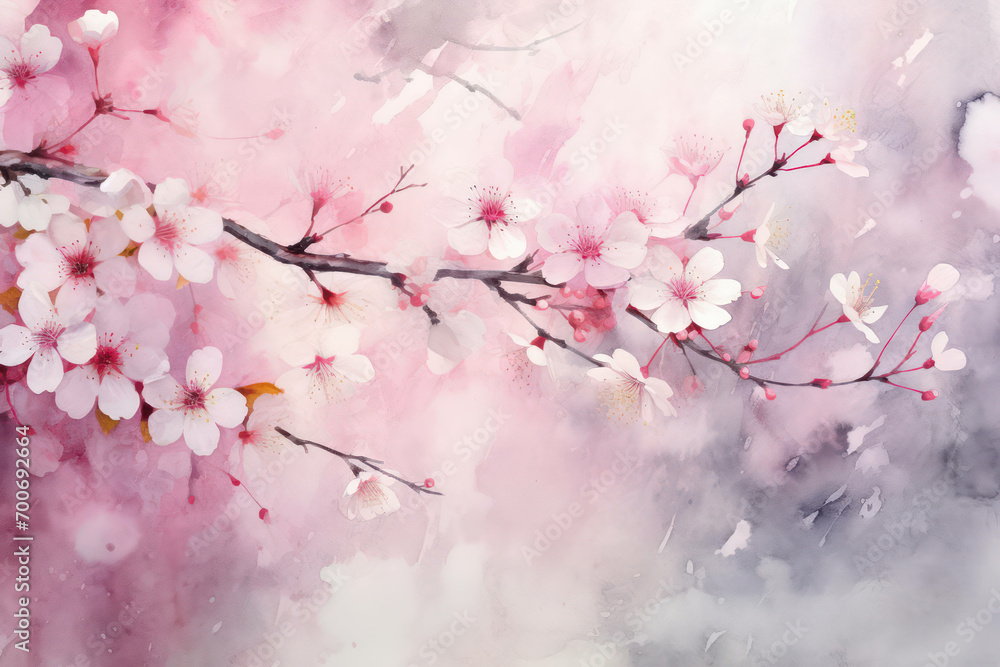 Floral blossoming spring cherry tree petal sakura blooming flower nature plant garden background pink