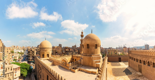 Full view of ancient Mosque of Ibn Tulun, famous landmark of Cairo city, Egypt photo