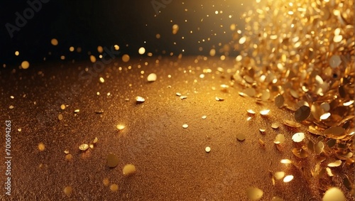 Golden glitter abstract background. Luxury and royalty texture surface background photo