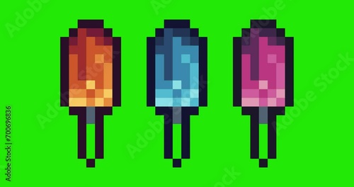 Green screen of screwdriver,screwdriver icon bits pixel slowly appeared and dissappeared. Simple animation from  pixel dots form sets of screwdriver icon .Usefull for game asset or design asset.