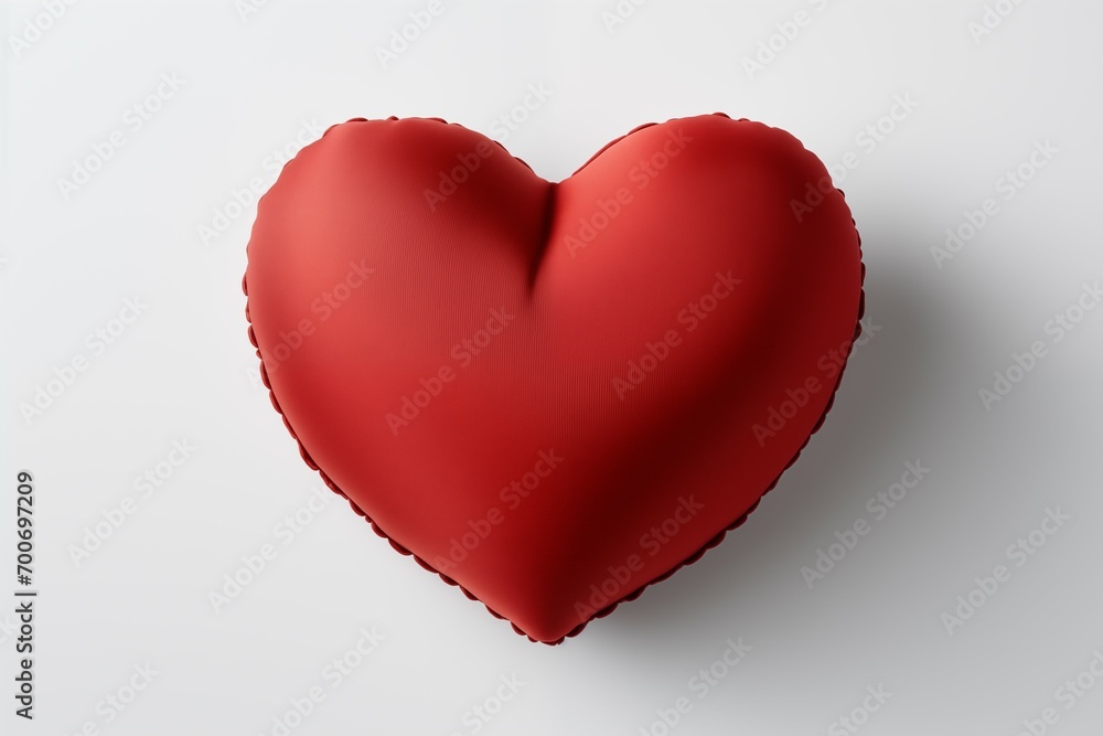 Red Matte Heart on White Background