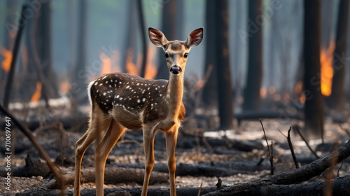 A deer's struggle for survival in the face of a forest fire reflects the resilience of nature.