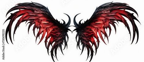 3d rendering of a red and black dragon wings isolated on white background