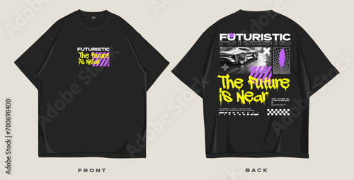 futuristic streetwear brutalism t shirt design vector for screen printing