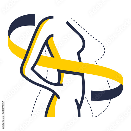 Losing weight icon - silhouette in bold line