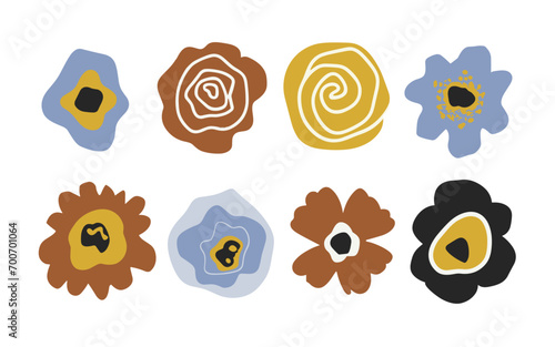 Abstract flowers vector clipart. Spring illustration.