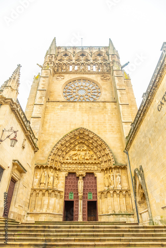 Entrance door to the Gothic cathedral of Burgos called Santa Maria, Castilla Leon, Spain