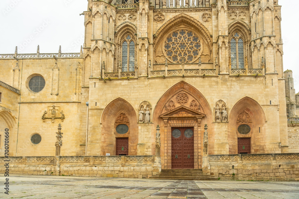 Side view of the Burgos Cathedral called Santa Maria, Castilla Leon, Spain