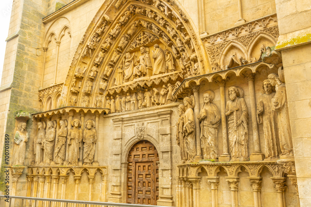 Beautiful door on the side of the Cathedral of Burgos, Castilla Leon, Spain