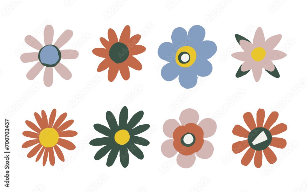 Abstract flowers vector clipart. Spring illustration.