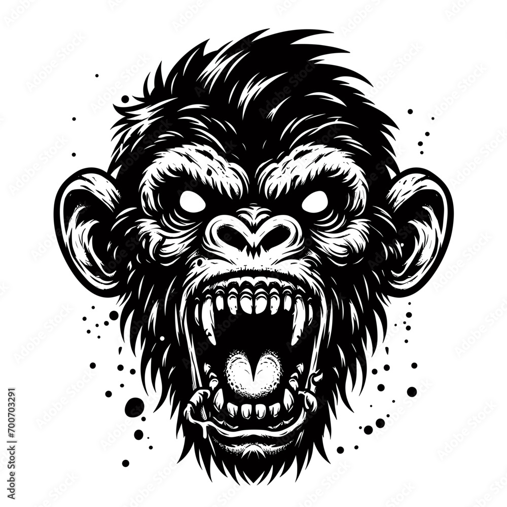 zombie monkey black and white