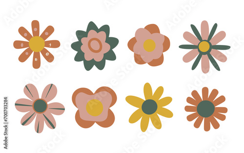 Abstract flowers vector clipart. Spring illustration.