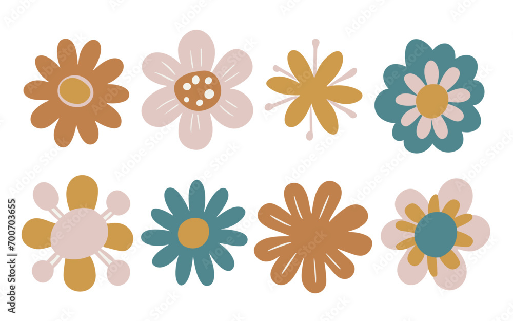 Abstract flowers vector clipart. Spring illustration.