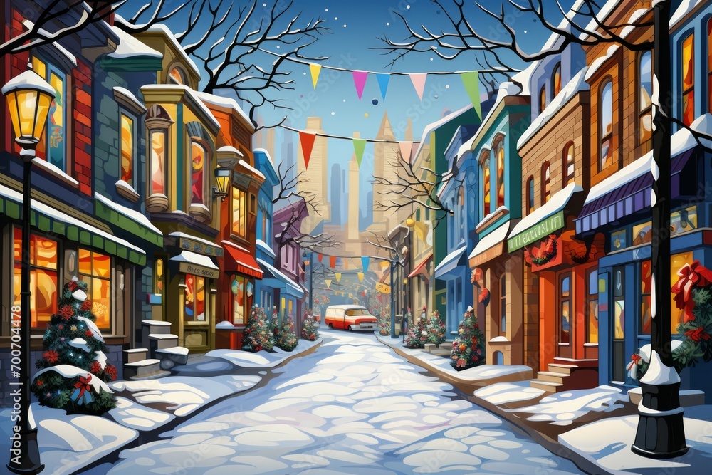 Fototapeta premium Festive Street Decor - Generative AI