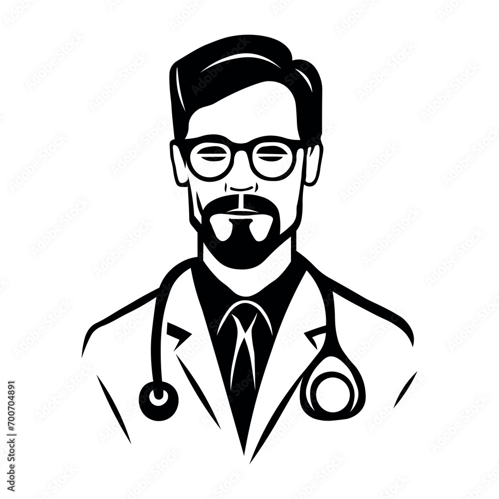 Doctor black vector icon on white background