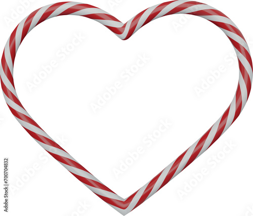 candy cane heart. valentine's day frame. 3d heart shaped candy cane frame