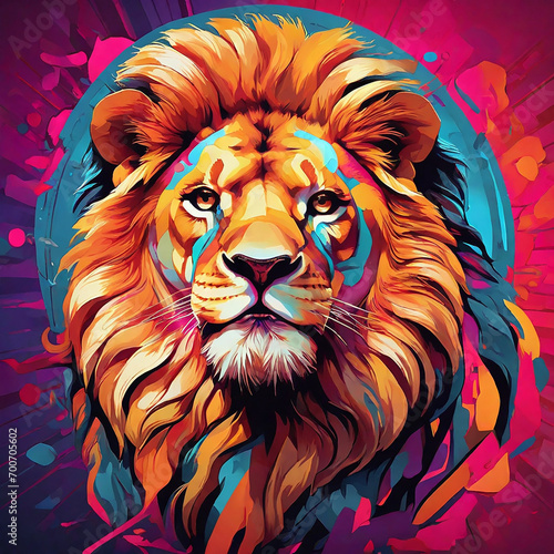 Colorful lion head in pop art style vector illustration ai photo photo