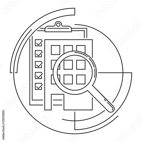 Construction quality control - icon in thin line
