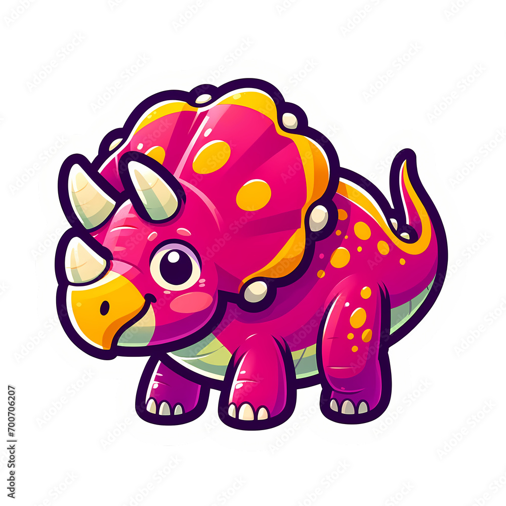 Fototapeta premium Colorful Triceratops Dinosaur Cartoon Sticker