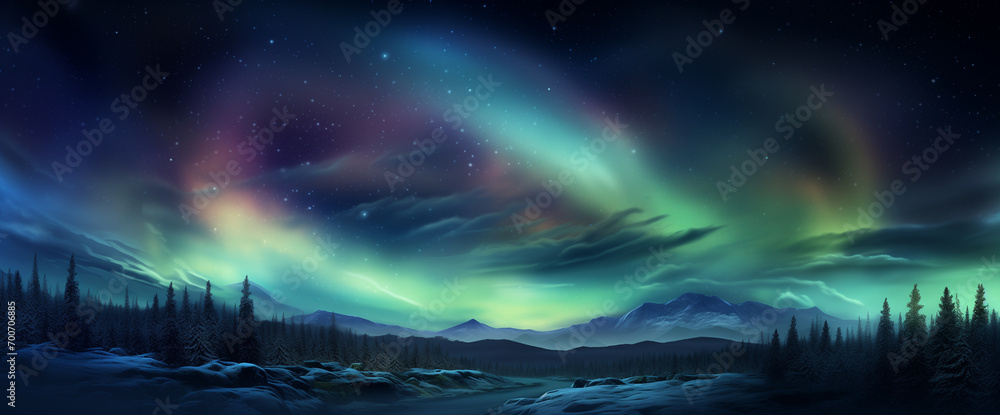 Wide angle image of the northern lights