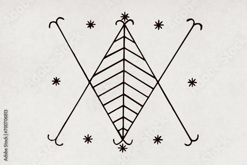 Veve of Ayizan drawn on a paper