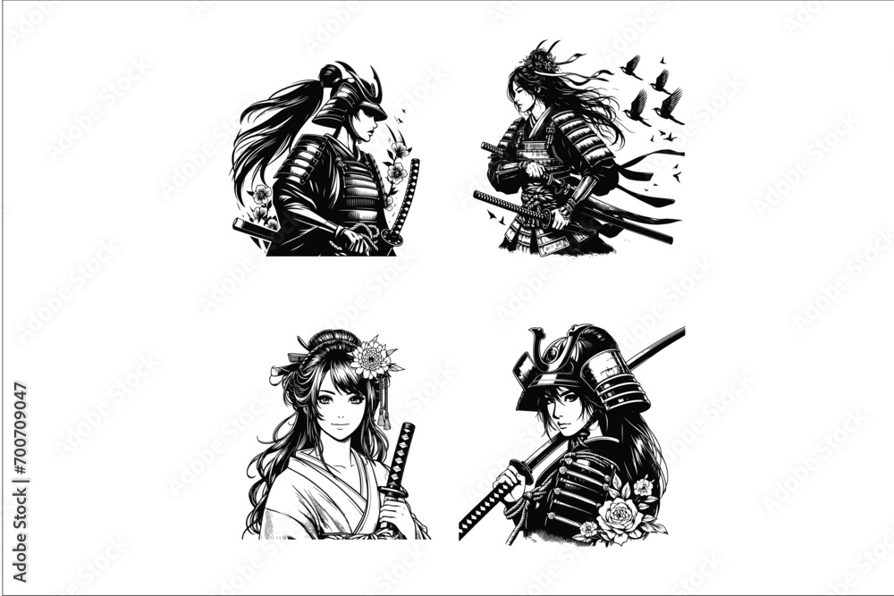 Honorable Blades: Samurai Warrior EPS Illustrations Honorable Blades: Samurai Warrior EPS Illustrations