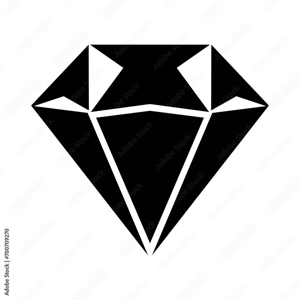 Fototapeta premium Diamond black vector icon on white background