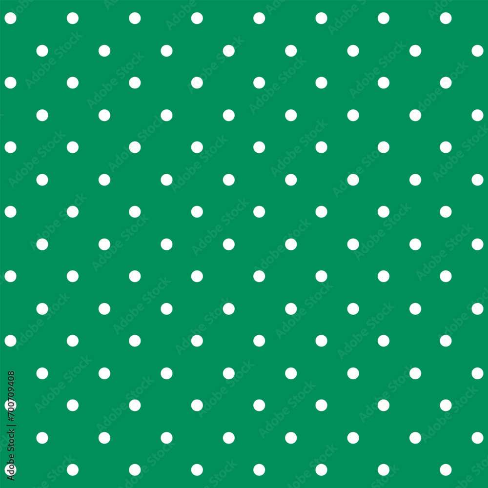 Green and white seamless polka dot pattern.