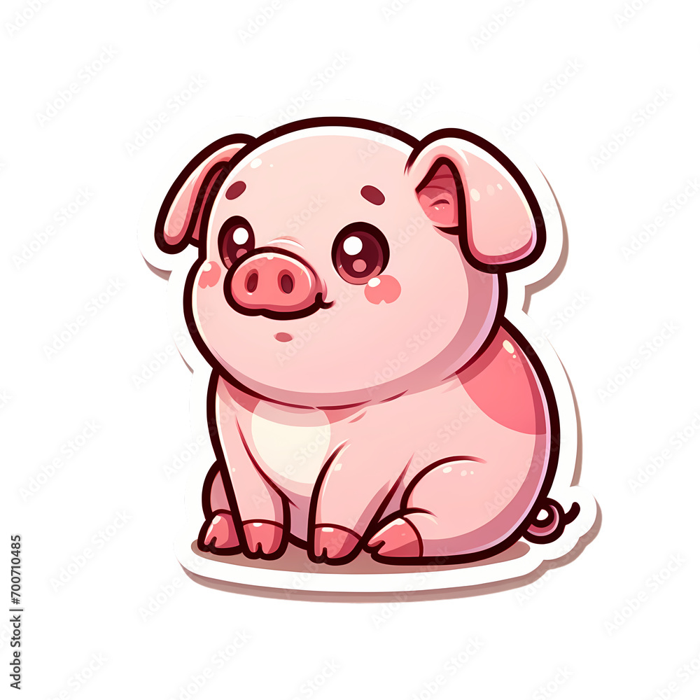 Cute Pink Piglet Cartoon Sticker Cute Pink Piglet Cartoon Sticker