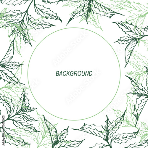 Mint plant sketch card border for text hand drawn spearmint leaves. Background with Peppermint tea fragrant leaf, medicinal herb, ingredient .Vector illustration template for print, poster, wrapping