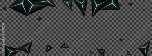 Obsidian Crystal Background Transparent Vector. Onyx Polygon Shape. Prism Nice Template. Jet Black Concept Texture.