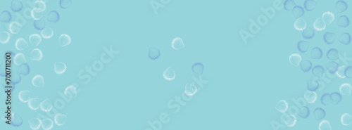 White Scallop Background Blue Vector. Shellfish Creature Wallpaper. Aquatic Graphic. Ultramarine Starfish Nautical Design.