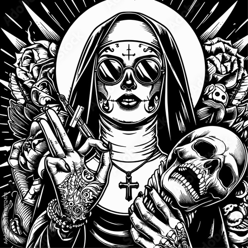 nun black and white