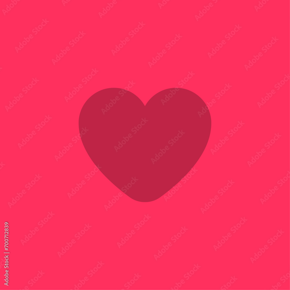 Bold Heart Silhouette on Red Square Background Vector