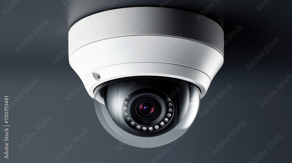 High tech CCTV security camera on wall for indoor security and crime prevention High tech CCTV security camera on wall for indoor security and crime prevention