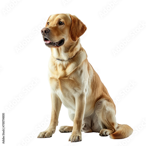 A cute sitting Labrador Retriever  dog  transparent or isolated on white background