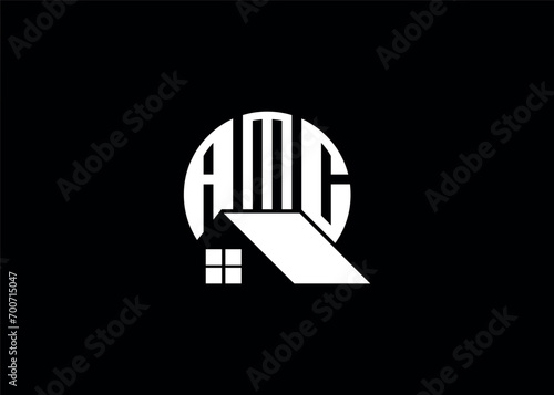 Real Estate Letter AMC Monogram Vector Logo.Home Or Building Shape AMC Logo.