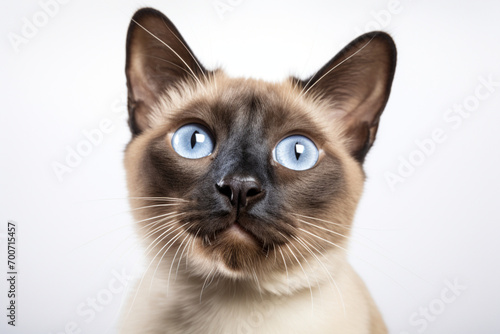Siamese cat close-up portrait. Adorable feline studio photography. © Laser Eagle