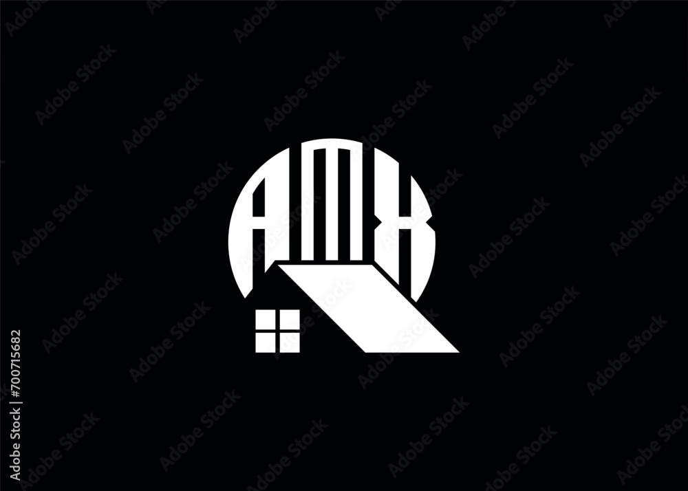 Real Estate Letter AMX Monogram Vector Logo.Home Or Building Shape AMX Logo Real Estate Letter AMX Monogram Vector Logo.Home Or Building Shape AMX Logo