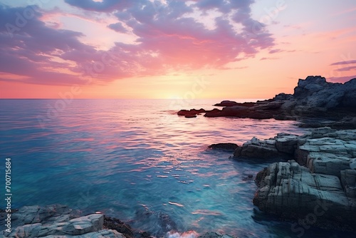 Aesthetic Seascape Serenity Coastal Beauty Artful Horizon Tranquil Waters NATURE BEECH MOUNTAIN AI