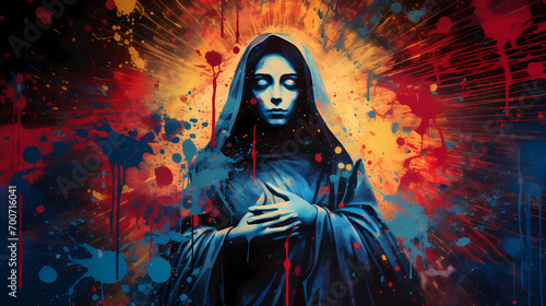 Virgin Mary, Our Lady, Star Of The Sea, Graffiti, Spray Paint, Digital Art