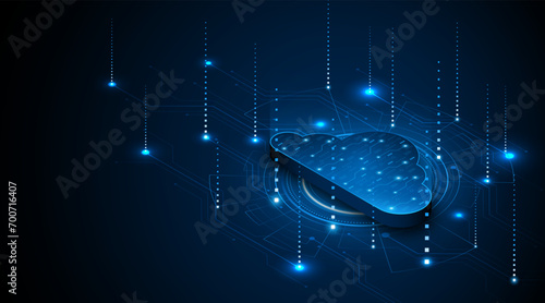 Abstract cloud technology circuit board. Large data center concept. modern cloud storage technology innovation concept background	