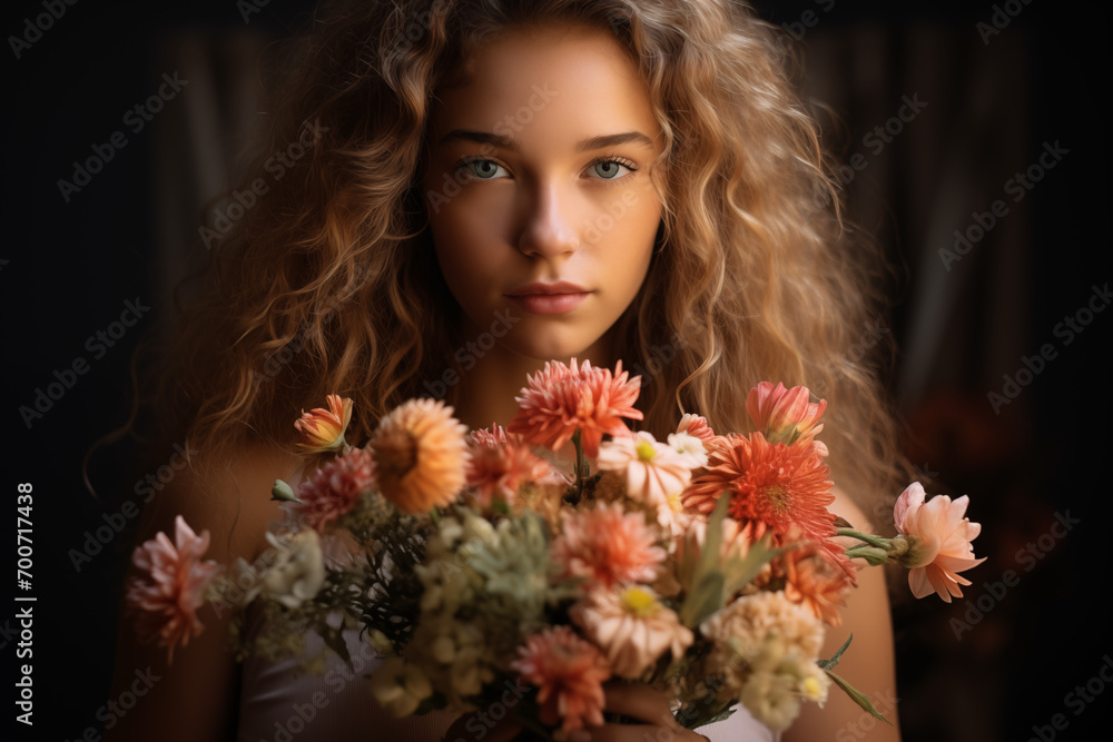 Naklejka premium woman with flowers