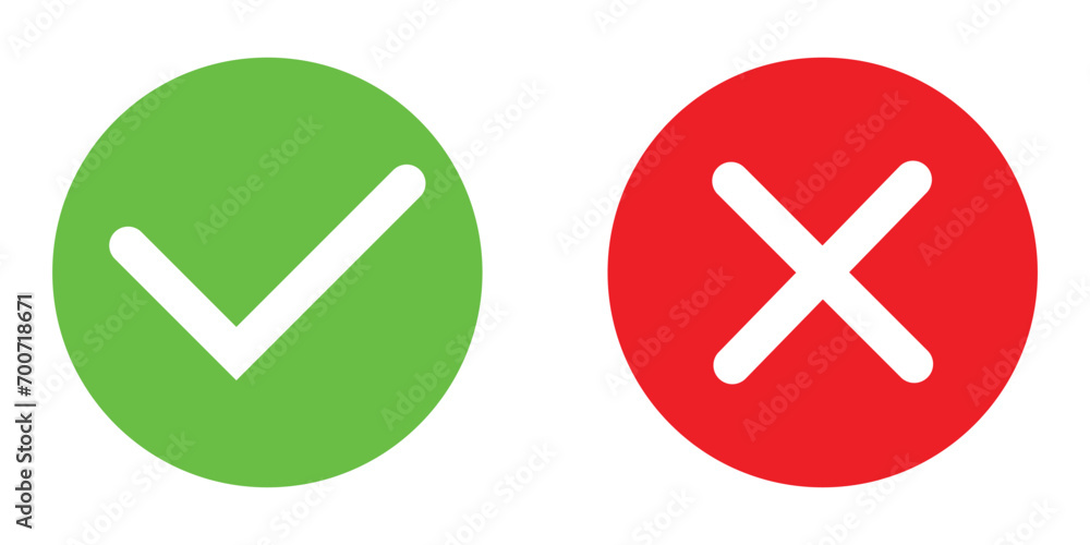 Right or Wrong Icons Isolated on White Background used in web. Right or Wrong Icons Isolated on White Background used in web.
