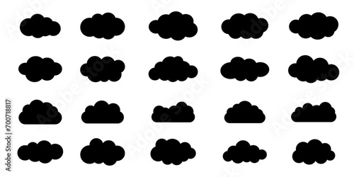 Cloud icon. Set of clouds. Clouds set isolated on a blue background. Vector illustration.