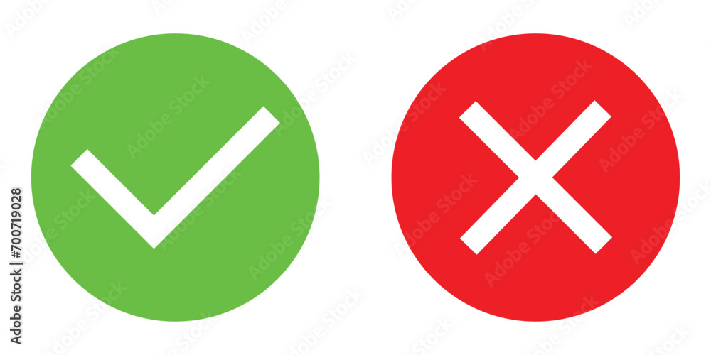 Right or Wrong Icons Isolated on White Background used in web. Right or Wrong Icons Isolated on White Background used in web.