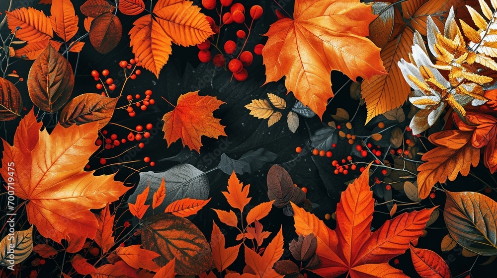 An autumn-inspired orange leaf pattern, creating a seasonal and cozy atmosphere for the designer's fall-themed designs or branding. [Orange background for the designer's work]